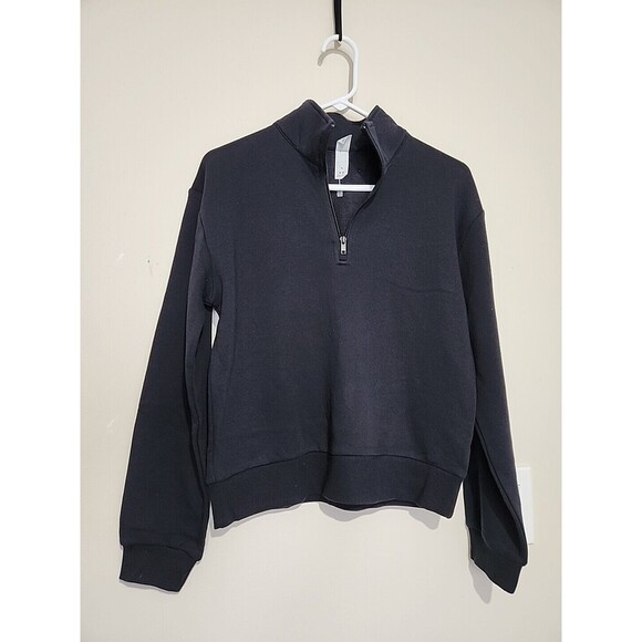 Alternative Sweater Size Medium Black Fleece Mock Neck Super Soft New - Picture 2 of 13
